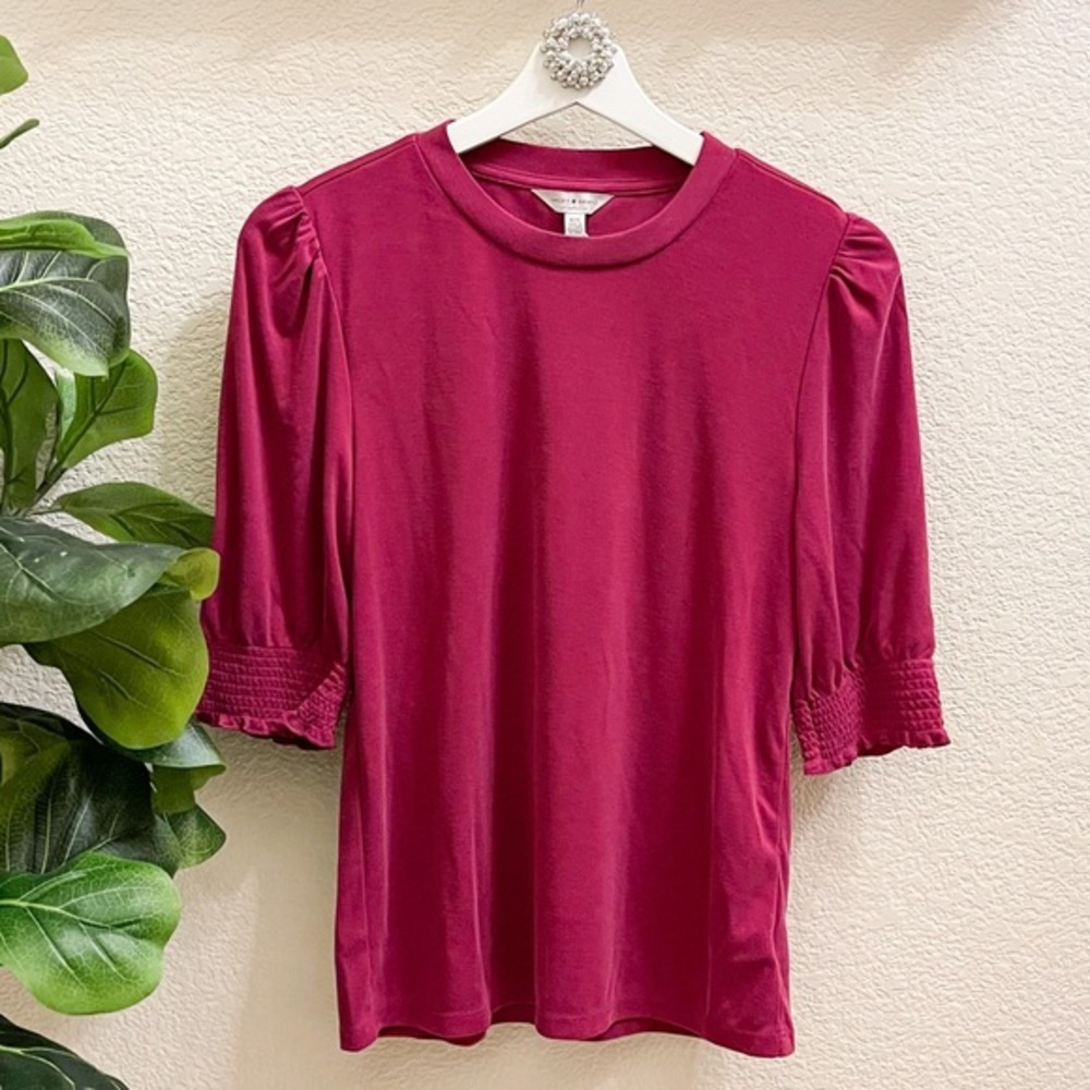 LUCKY ✤ BRAND Solid Scrunched Sleeve Top